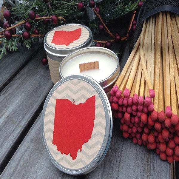 Buckeye Wood Wick Soy Candle OSU Buckeye Fan Candle-Chickenmash Farm