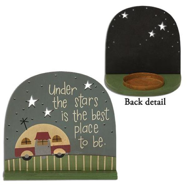 Under the Stars Camper Tealight Holder – Wooden & Metal Candle Display