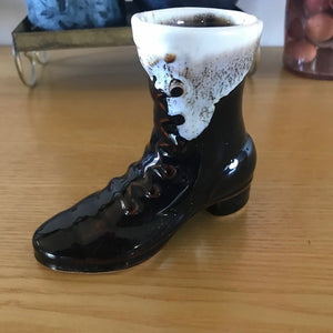 ceramic boot vase brown 