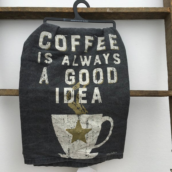 Primitives By Kathy Coffee Dish Towel Charcoal Color Dish Towel-Chickenmash Farm