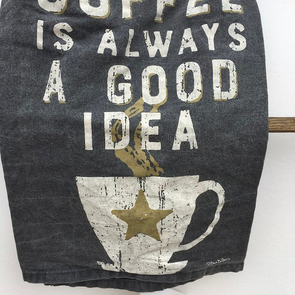 Primitives By Kathy Coffee Dish Towel Charcoal Color Dish Towel-Chickenmash Farm