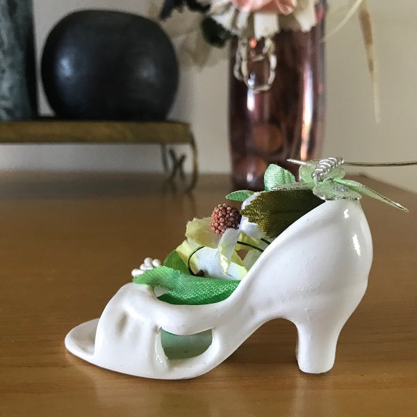 collectible porcelain shoe with flowers