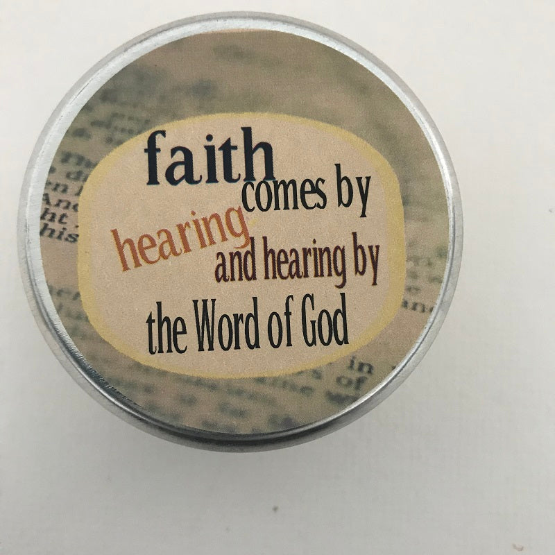 Faith Comes By Hearing Inspirational Candle | Amazing Grace Fragrance-Chickenmash Farm