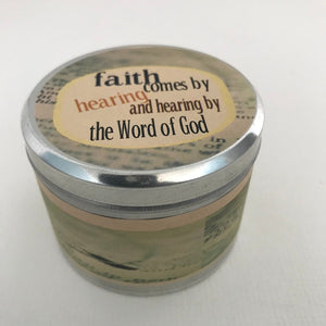 Faith Comes By Hearing Inspirational Candle | Amazing Grace Fragrance-Chickenmash Farm