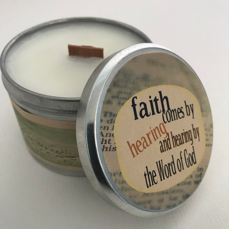 Faith Comes By Hearing Inspirational Candle | Amazing Grace Fragrance-Chickenmash Farm
