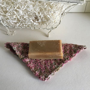 handmade crocheted washcloth pink camo 