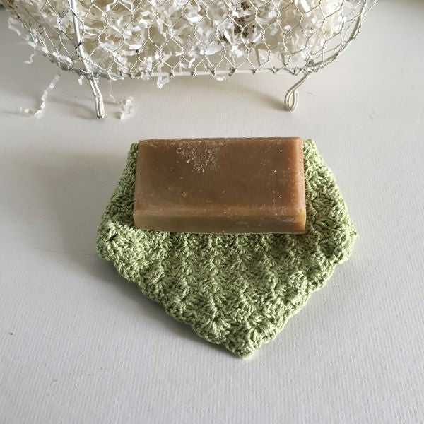 Lime Green Handmade Crocheted Cotton Washcloth