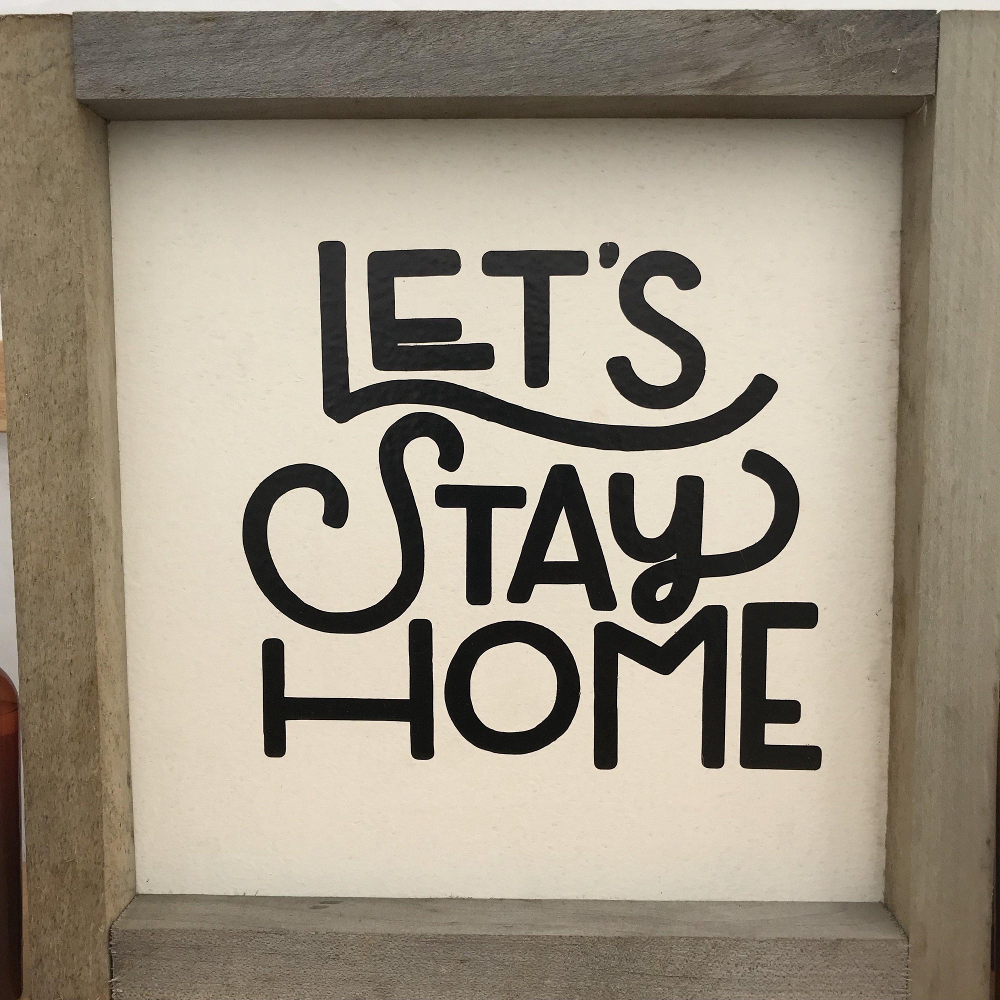 Let's Stay Home Sign Farmhouse Style Wall Hanging Wood Frame Sign-Chickenmash Farm