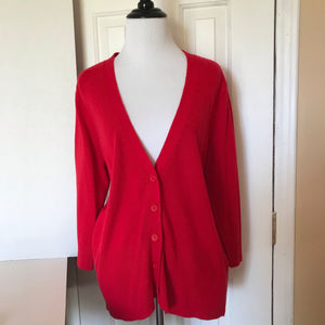 Avenue Women's Red Sweater, Button Up, 3/4 Length Sleeves Size 14/16-Chickenmash Farm
