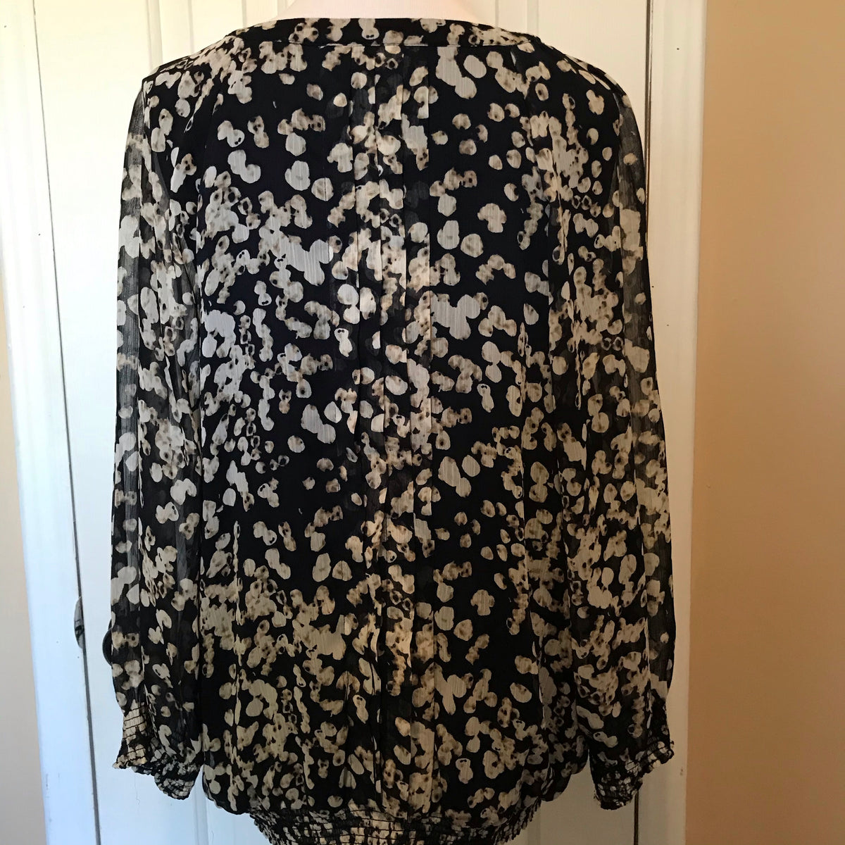 Christopher & Banks Women's Dark Blue Sheer Blouse, Size Large-Chickenmash Farm