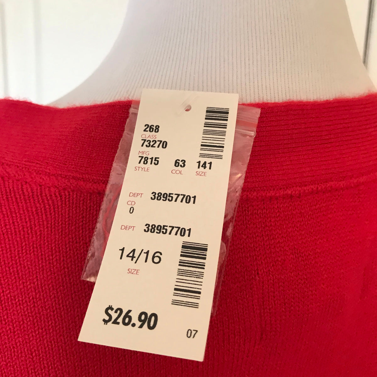 Avenue Women's Red Sweater, Button Up, 3/4 Length Sleeves Size 14/16-Chickenmash Farm