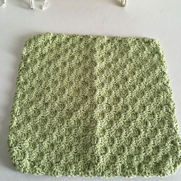 Lime Green Handmade Crocheted Cotton Washcloth