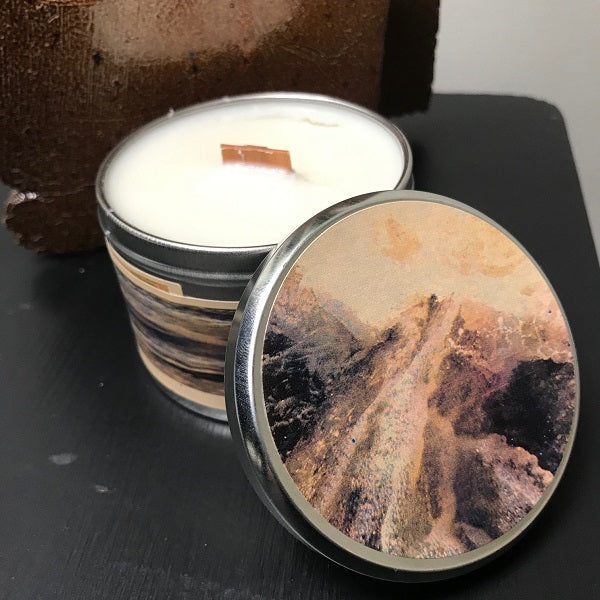 Mahogany Teakwood Wood Wick Soy Candle | Crackling Rustic Wood Travel Tin