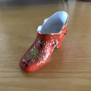 Orange Porcelain Miniature Shoe