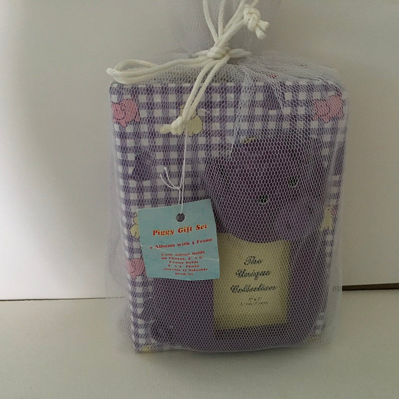 Newborn Baby Photo Album Gift Set Puple Piggy Pattern Baby Gift-Chickenmash Farm