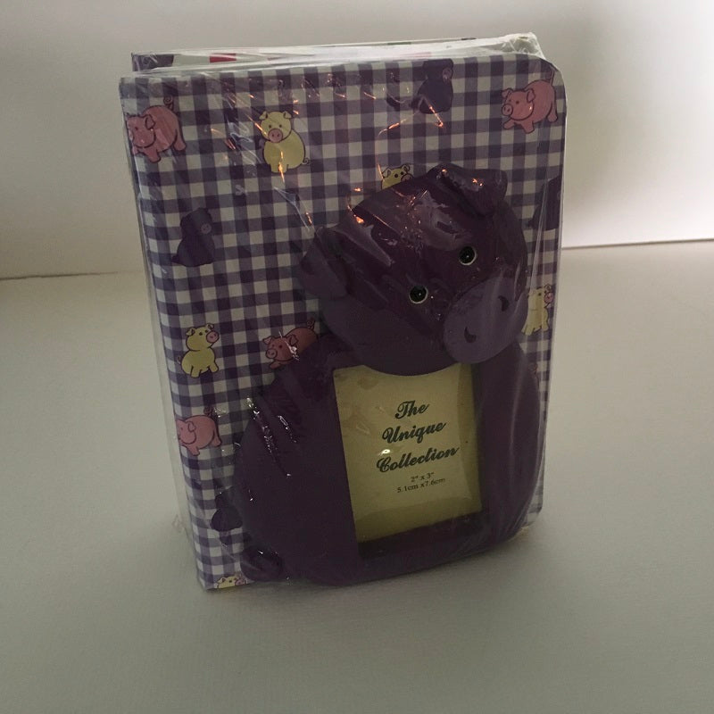 Newborn Baby Photo Album Gift Set Puple Piggy Pattern Baby Gift-Chickenmash Farm