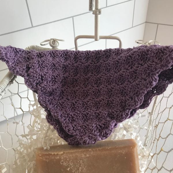 Plum Handmade Crocheted Cotton Washcloth