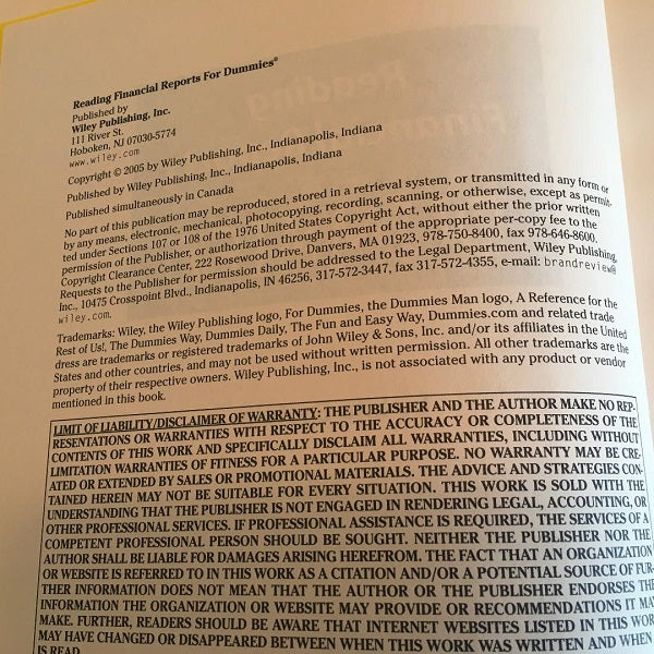 Reading Financial Reports For Dummies, Paperback 2005 By Lita Epstein