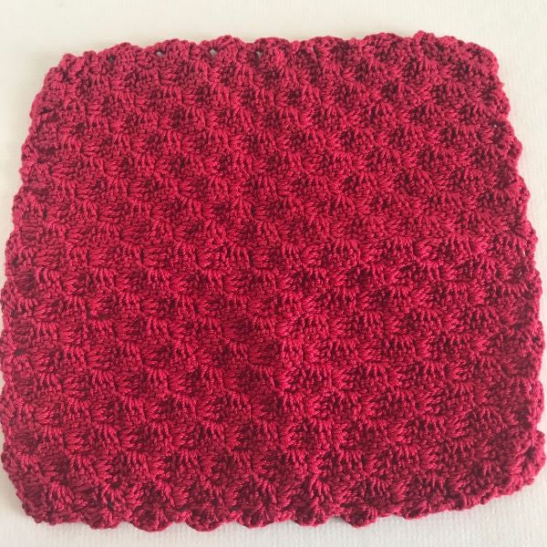 Red Handmade Crocheted Cotton Washcloth