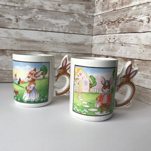 Vintage Ceramic Rabbit Coffee Mugs 
