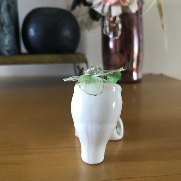 white decorative shoe back view