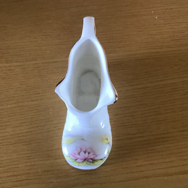 White Porcelain Boot with Flowers