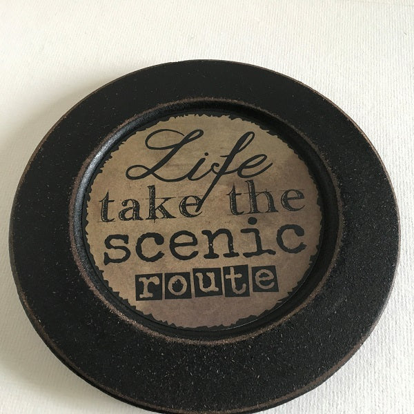 Wooden decorative plate take the scenic route